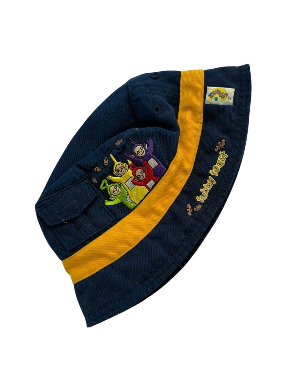 Teletubbies toddler y2k tubby toast Navy Yellow Bucket Hat cartoon